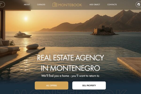 Montebook — сайт агентства недвижимости в Черногории