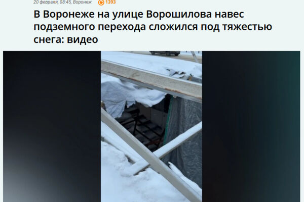 Грустная история про навес пешеходного перехода в Воронеже.