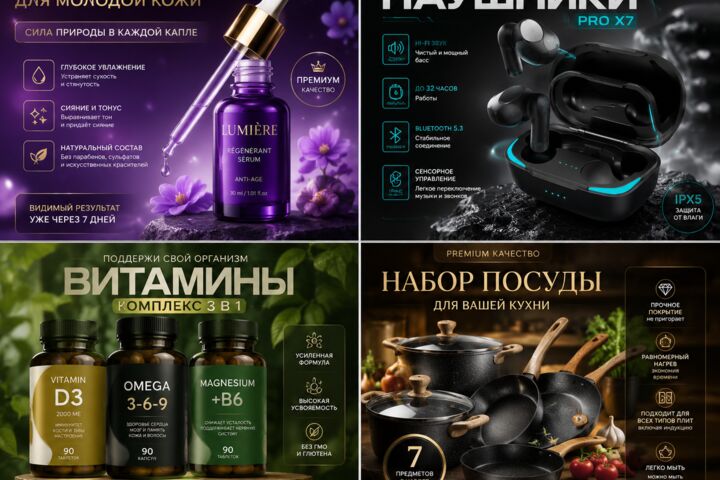 Продающие карточки товаров для Wildberries, Ozon и Яндекс Маркет