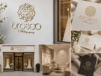 разработка логотипа и айдентики для Brosco Wedding Agency — свадебный салон.