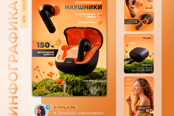 Дизайн карточек товара для Willderries, Ozon. Инфографика
