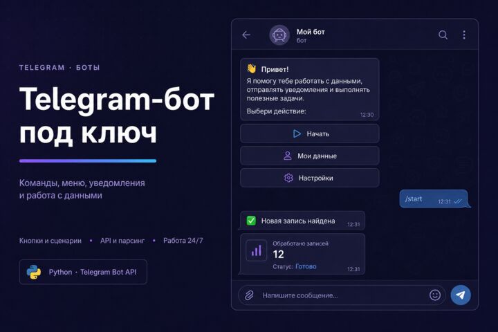 Разработаю Telegram-бота с командами и уведомлениями