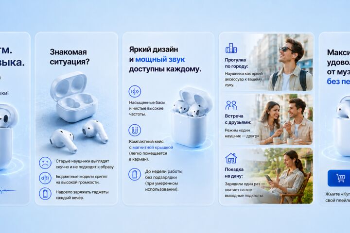 Дизайн карточек товаров для маркетплейсов.  5 слайдов. Комплект