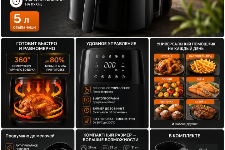 Дизайн карточек товаров для маркетплейсов.  5 слайдов. Комплект