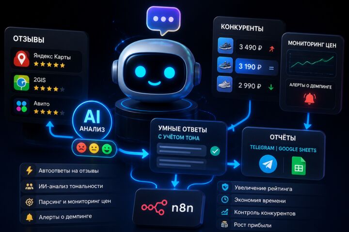 ИИ-сервис автоматических ответов на отзывы и парсинга конкурентов