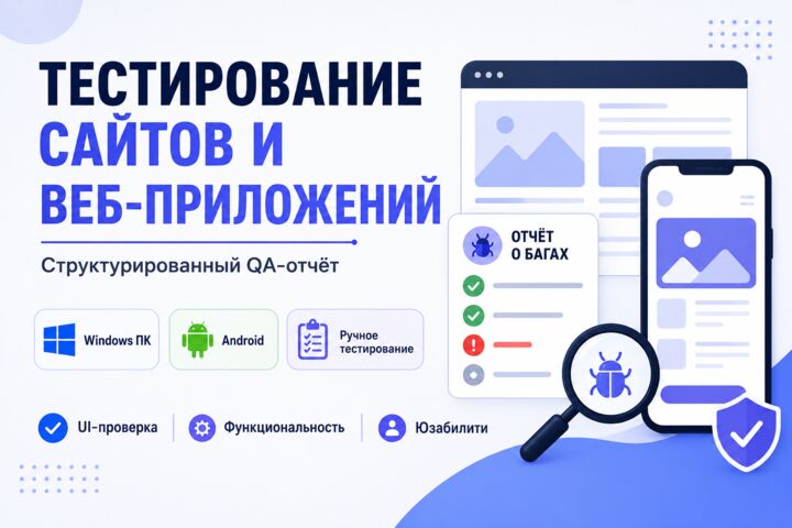 Протестирую сайт или веб-приложение и подготовлю отчёт об ошибках