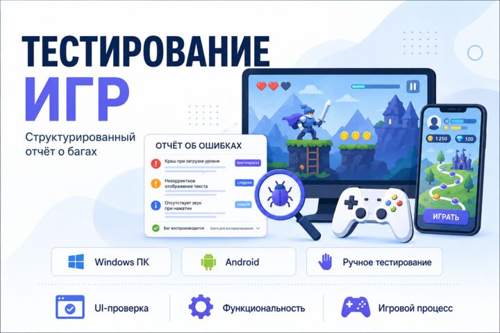 Протестирую вашу игру и подготовлю подробный отчёт об ошибках