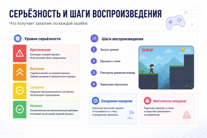 Протестирую вашу игру и подготовлю подробный отчёт об ошибках