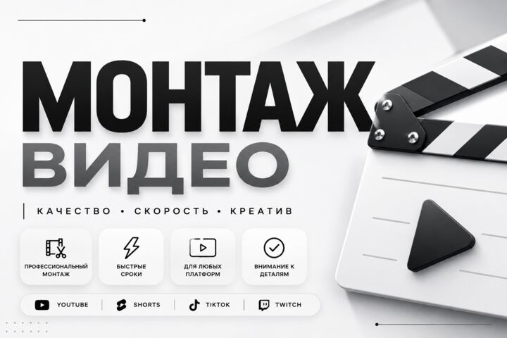 Монтаж видео для YouTube, Shorts, TikTok и Twitch