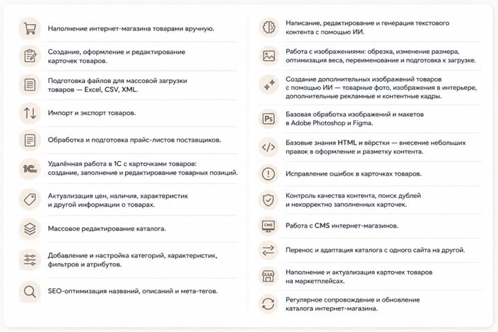 Контент-менеджер интернет-магазина | опыт 10+ лет