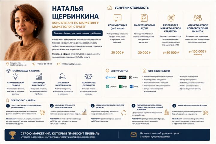 Консультант по маркетингу | Маркетолог-стратег
