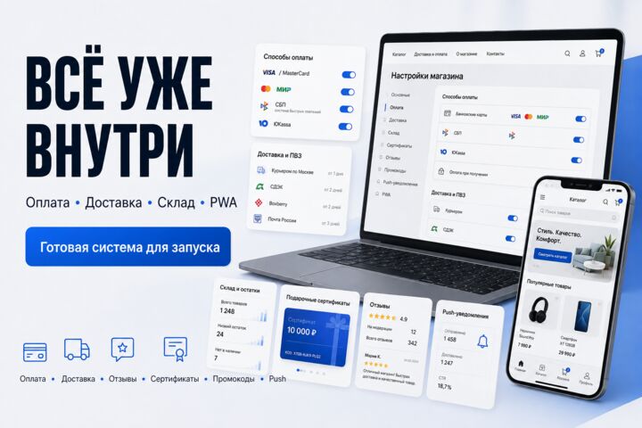 Создам интернет-магазин под ключ с каталогом, корзиной и админкой