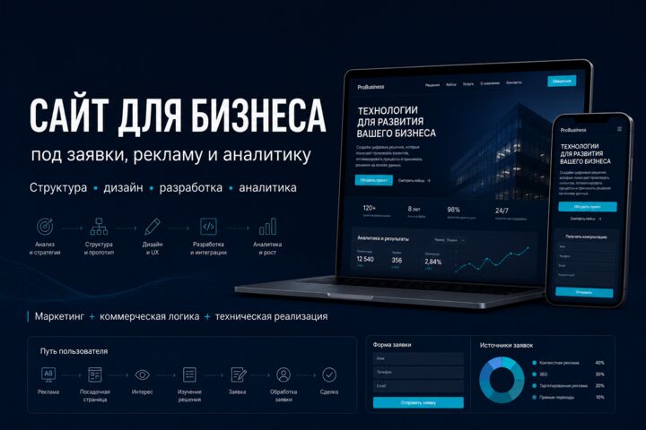 Разработаем сайт для бизнеса под заявки, рекламу и аналитику