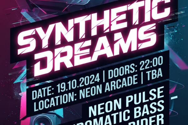 Дизайн рекламного постера для музыкального события «Synthetic Dreams»