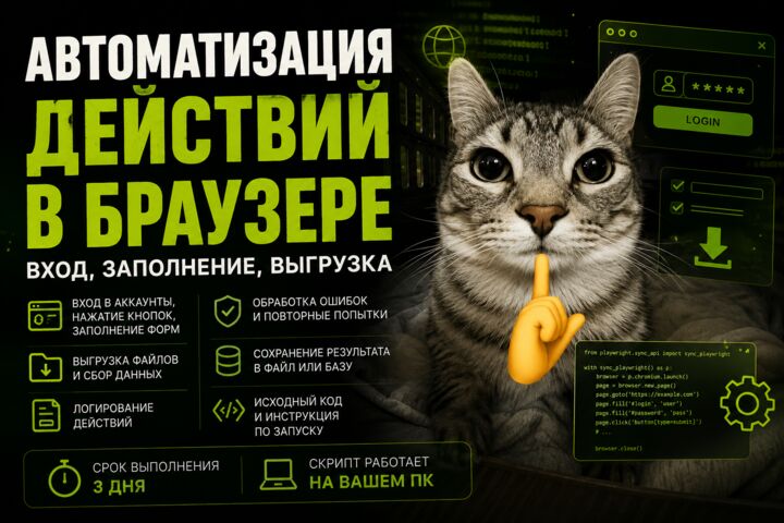 Автоматизация действий в браузере (вход, заполнение, выгрузка)