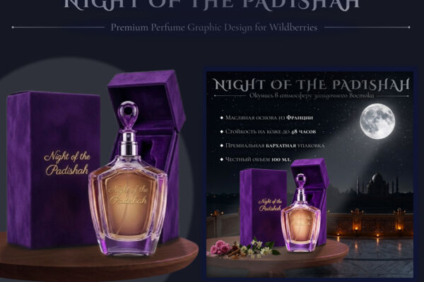 Инфографика для маркетплейсов: Премиальный парфюм «NIGHT OF THE PADISHAH»