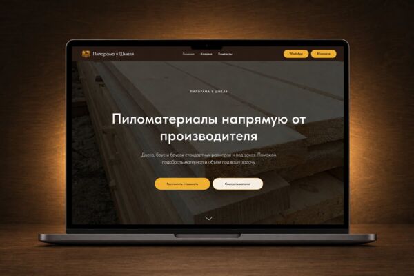Сайт пилорамы «У Шмеля»: дизайн и разработка на Tilda