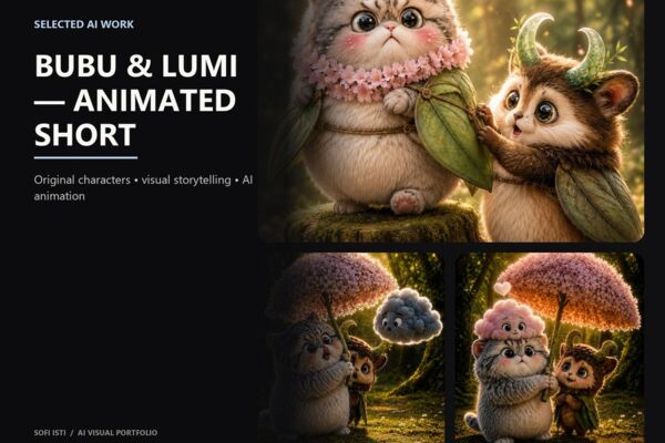 ИИ / AI анимационный ролик Bubu & Lumi — персонажи и visual storytelling