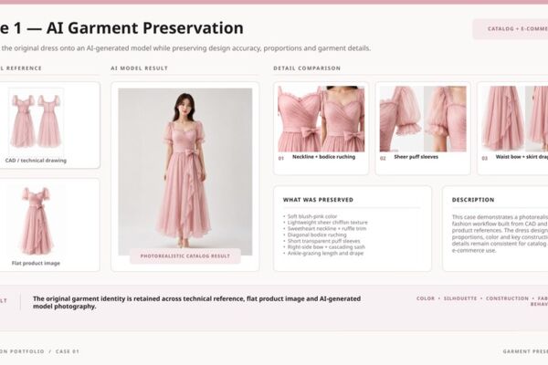 ИИ / AI перенос одежды на модель — сохранение дизайна и garment consistency