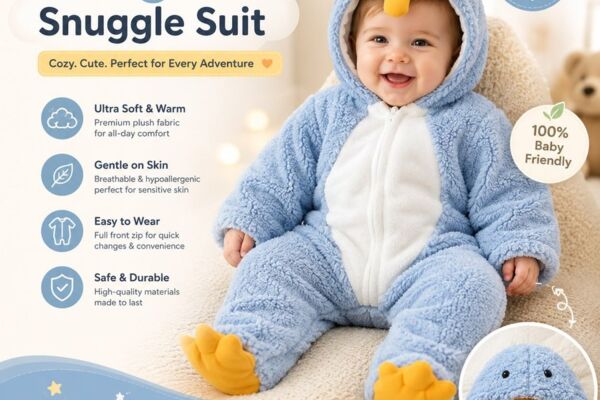 ИИ / AI UGC-реклама детского товара — baby penguin snuggle suit