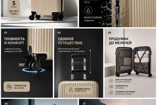 ИИ / AI карточки товара Wildberries / Ozon — чемодан для путешествий
