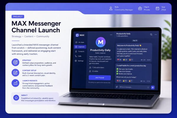 Тексты для запуска канала в MAX