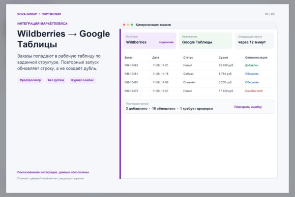 Wildberries → Google Sheets