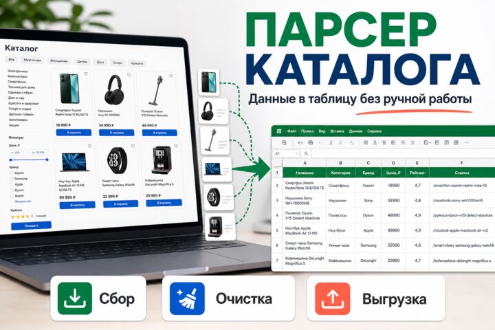 Парсер каталога с выгрузкой в Google Sheets