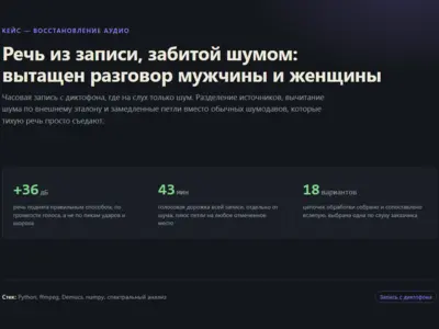 Речь из записи диктофона, забитой шумом: вытащен разговор мужчины и женщины