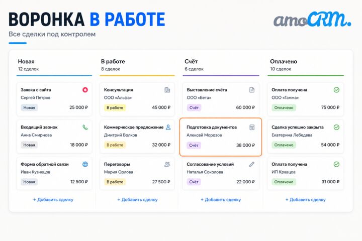 Настройка amoCRM под ключ: воронки, интеграции, автозадачи
