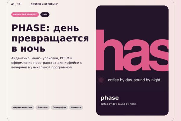 PHASE — айдентика кофейни и музыкального пространства