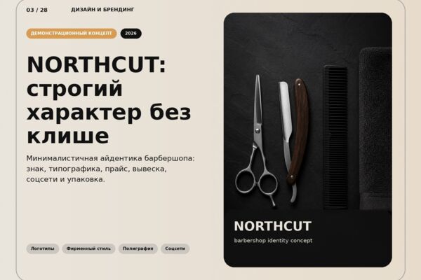 NORTHCUT — фирменный стиль современного барбершопа