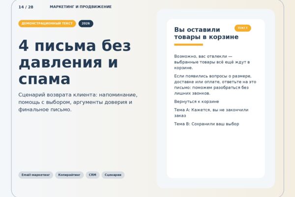 Email-цепочка для возврата брошенной корзины