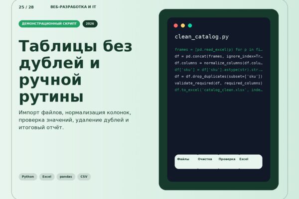 Автоматическая очистка и объединение Excel/CSV
