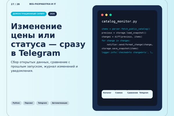 Мониторинг публичного каталога и уведомления об изменениях