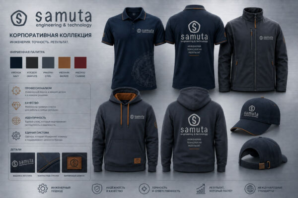 Корпоративная коллекция одежды Samuta Engineering & Technology | фирменный стиль и дизайн мерча