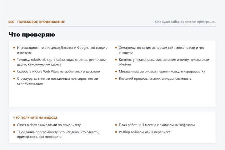 SEO-аудит сайта: 34 раздела проверки и техзадание программисту