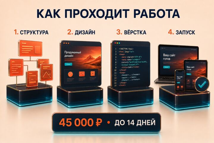 Создам сайт-визитку под ключ: дизайн, вёрстка и запуск