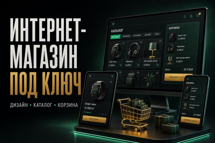 Создам небольшой интернет-магазин: дизайн, каталог и корзина