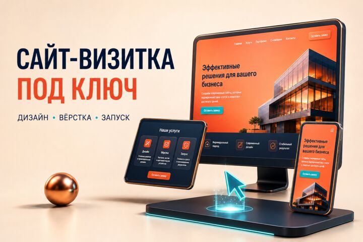 Создам сайт-визитку под ключ: дизайн, вёрстка и запуск