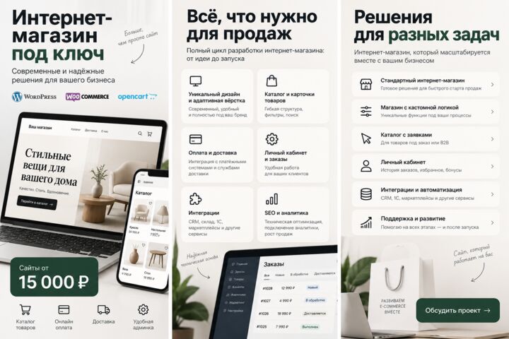 Интернет-магазин под ключ — WordPress/WooCommerce, OpenCart или custom