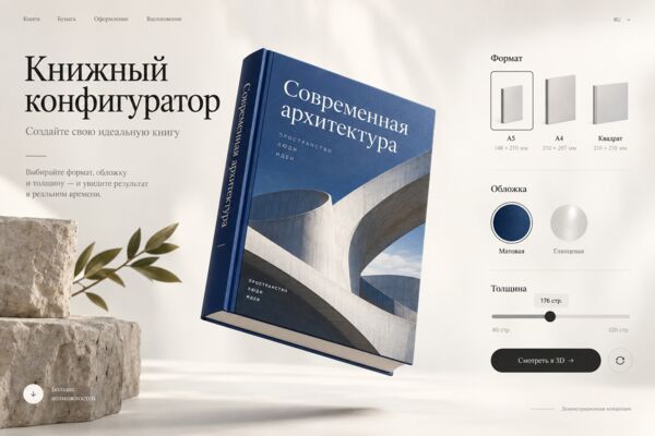 3D-конфигуратор книги — концепция интерфейса