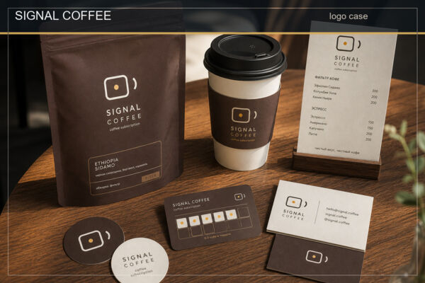 SIGNAL COFFEE — концепция логотипа и носителей
