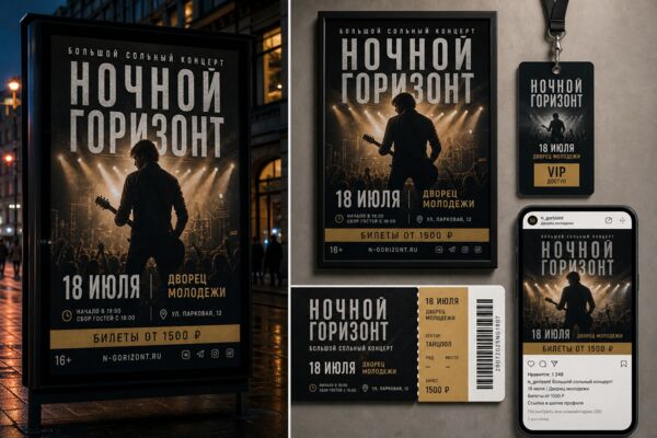 Ночной горизонт — дизайн концертной афиши