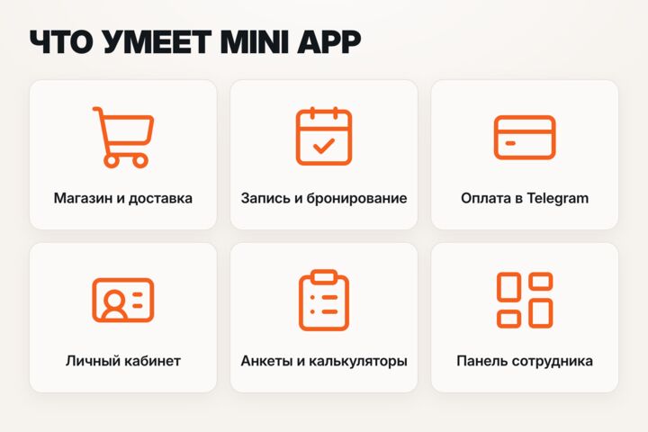 Мини-приложение Telegram (Mini App): магазин, запись, оплата