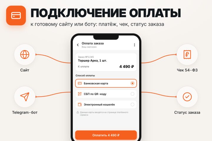 Подключение онлайн-оплаты к сайту или боту: ЮKassa, чеки