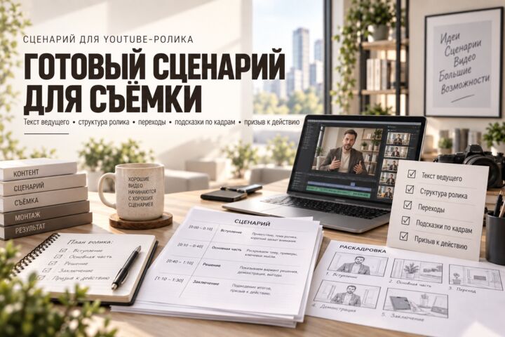 Напишу сценарий для YouTube-ролика эксперта, блогера или компании