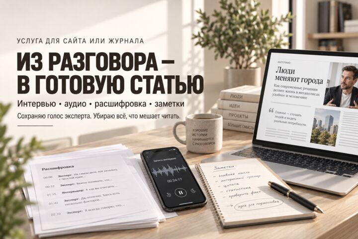 Превращу интервью или аудиозапись в готовую статью