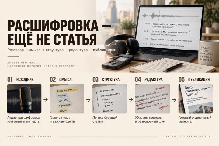 Превращу интервью или аудиозапись в готовую статью