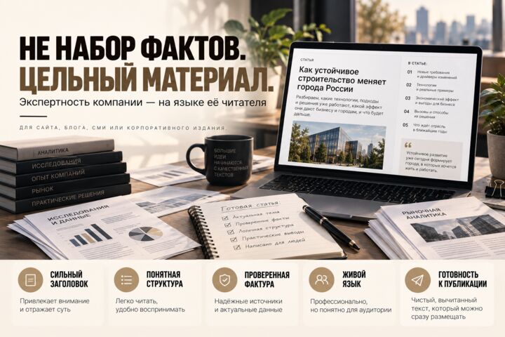 Напишу экспертную статью или лонгрид для бизнеса